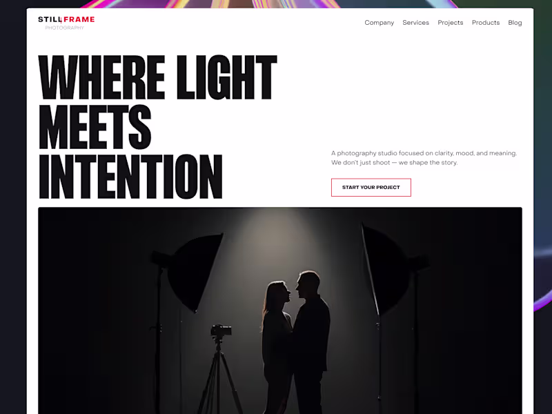Cover image for Minimalist Website Design for Stillframe Photography Studio