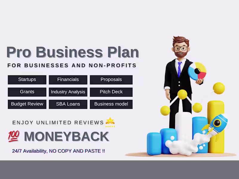 Cover image for Write Business Plan & pitch deck for loans, investments, grant