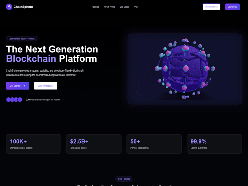 Cover image for ChainSphere • Next‑Gen Blockchain Platform
