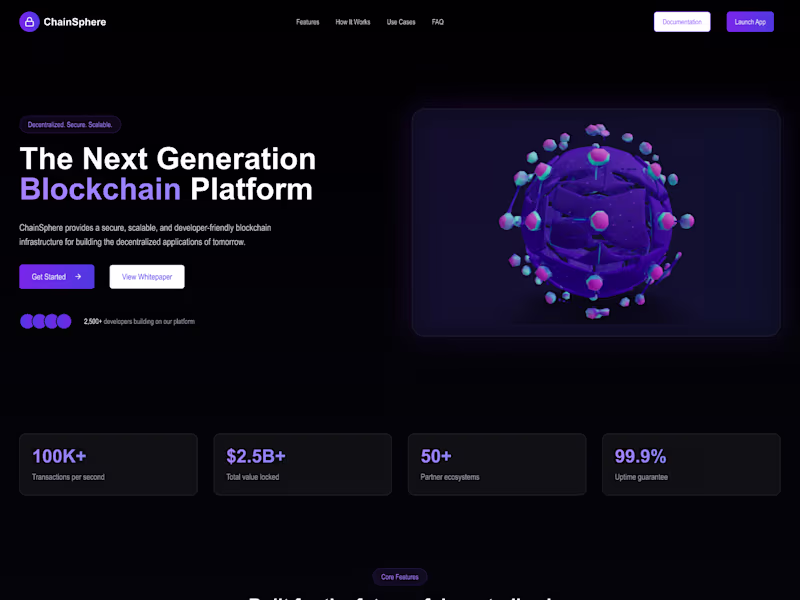Cover image for ChainSphere • Next‑Gen Blockchain Platform
