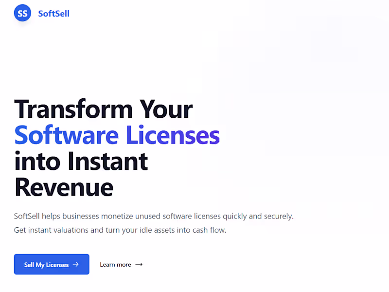 Cover image for SoftSell - Sell Unused Software Licenses Instantly