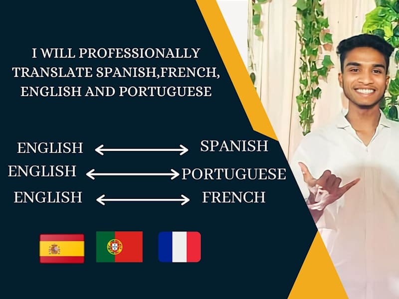 Cover image for I will professionally translate English,Portuguese and Spanish