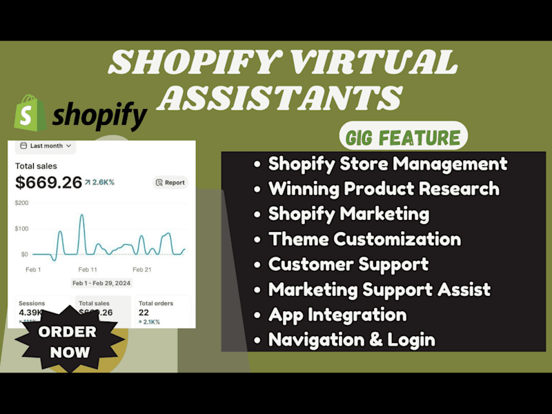 Cover image for i will be your shopify virtual assistant boost shopify sales