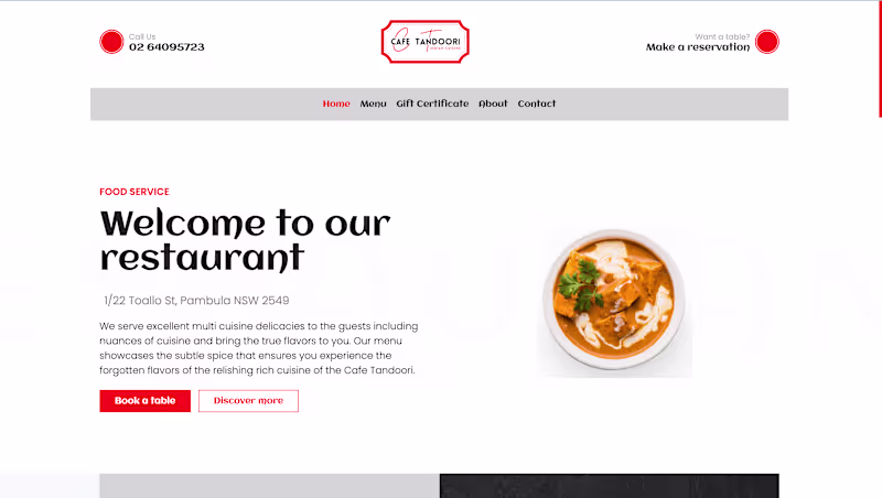 Cover image for Cafe Tandoori India Cuisine, Pambula