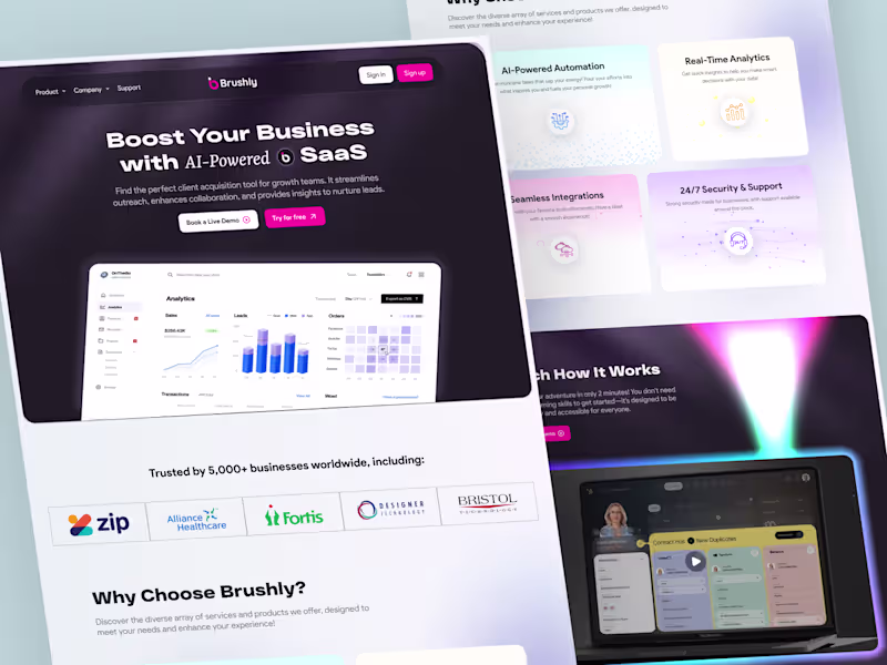 Cover image for AI-Powered SaaS Landing Page Design for Brushly