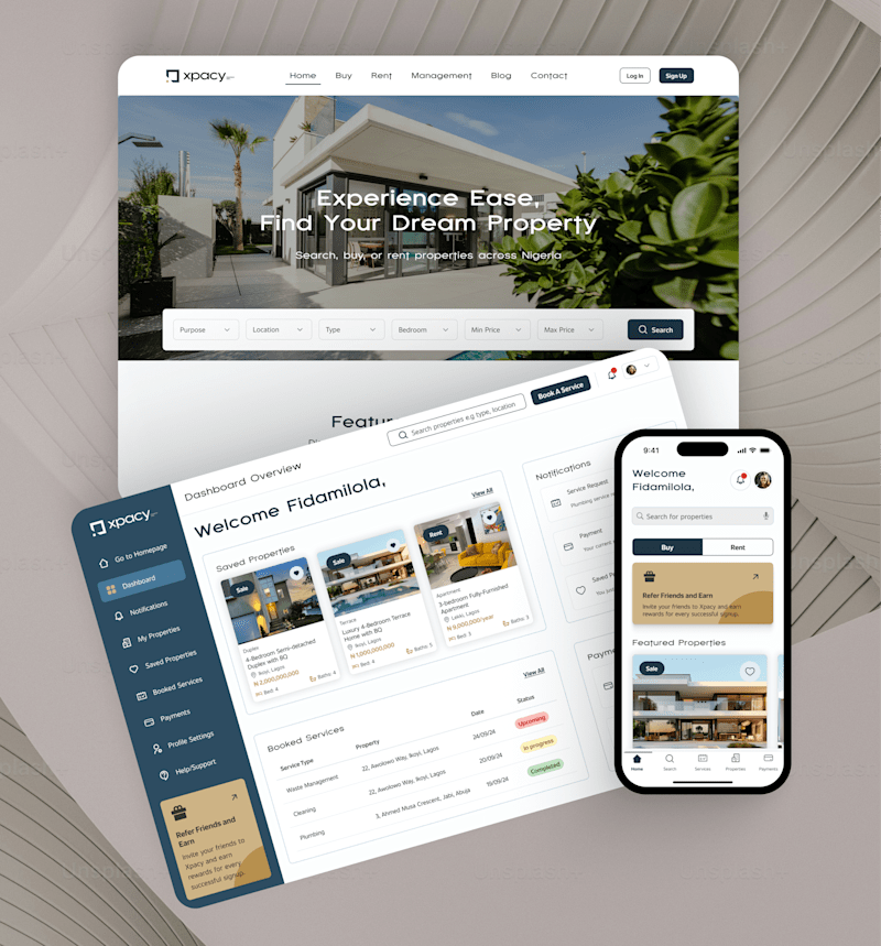 Cover image for End-to-End Product Design for Xpacy- A Real Estate Platform