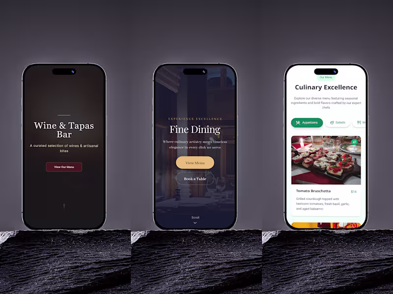 Cover image for Restaurant & Bar Landing Pages | Digital Design Collection