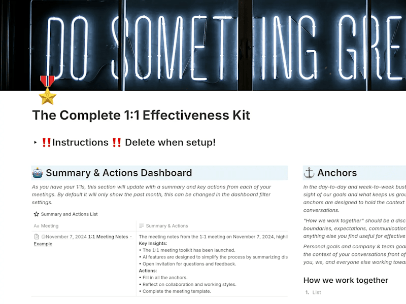 Cover image for Complete 1-1 effectivness Notion template