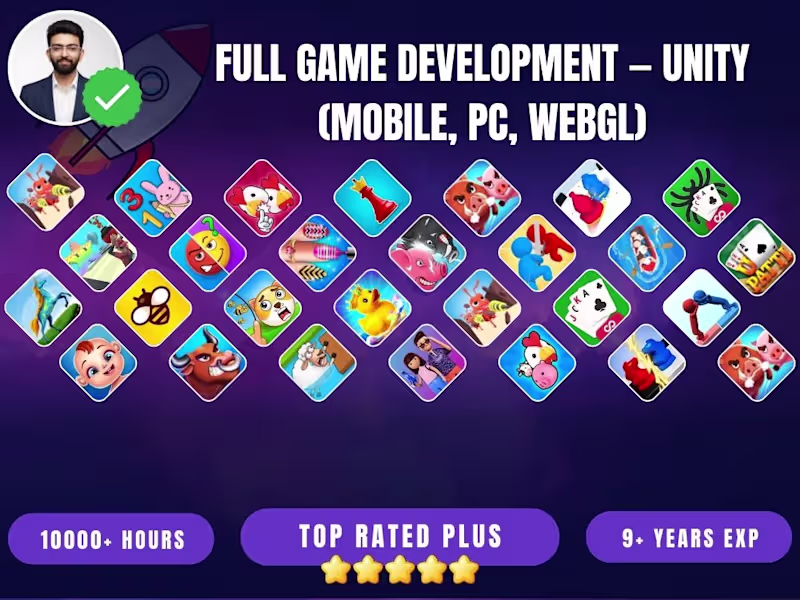 Cover image for Full Game Development — Unity (Mobile, PC, WebGL)