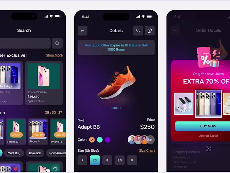 Cover image for E-commerce app built in FlutterFlow. Fast browsing, clean pr...