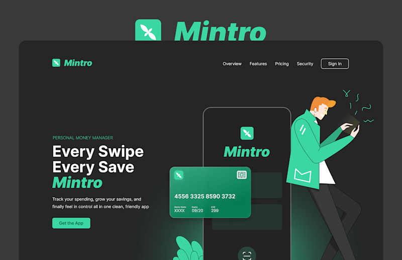 Cover image for Mintro Digital Wallet Landing Page Design