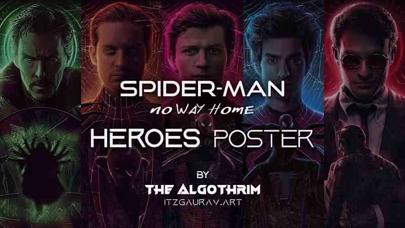 Cover image for Spider-Man No Way Home Heroes Poster | Layer Breakdown