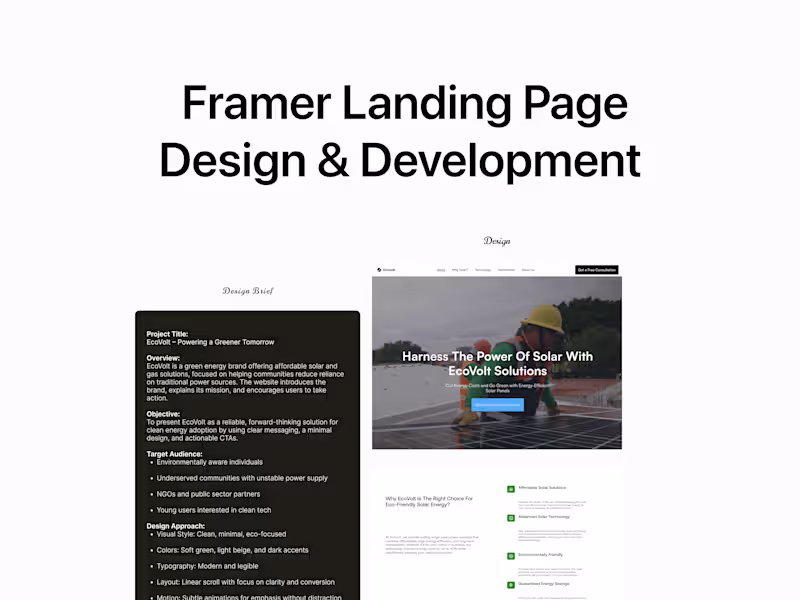 Cover image for Framer → Landing Page Design & Development
