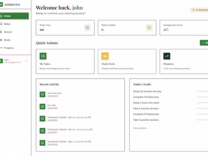 Cover image for ScholarOwl - Smart Note-Taker & Exam Prep