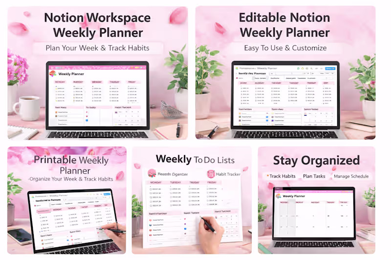 Cover image for Notion Aesthetic Weekly Planner Template