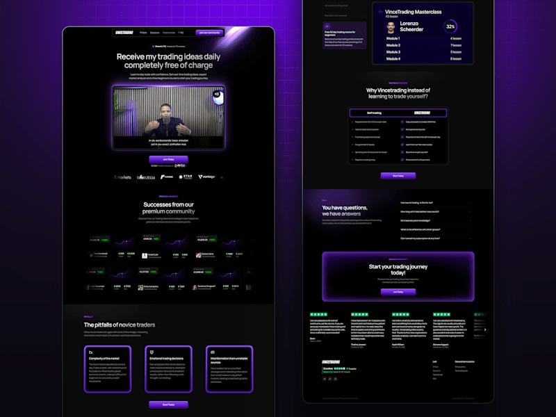 Cover image for VinceTrading Website: Framer Development