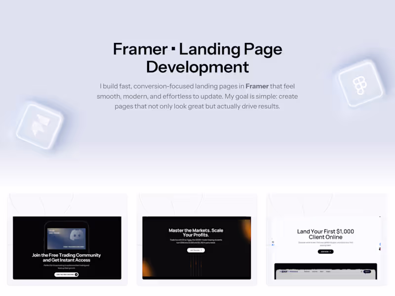 Cover image for Framer • Landing Page Development