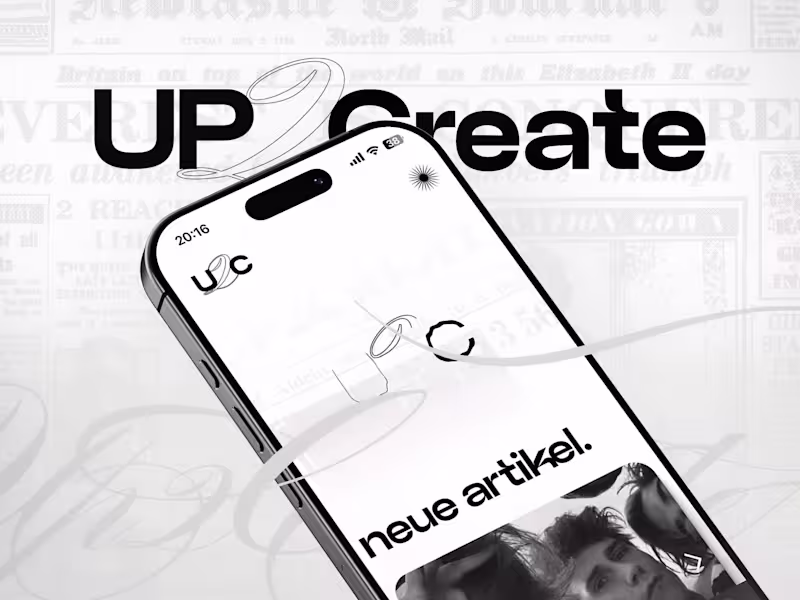 Cover image for up2create magazine - art direction / branding + ui