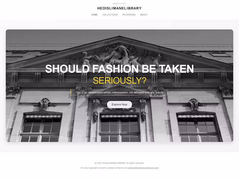 Cover image for Curated Digital Library Showcasing Hedi Slimane's Fashion Legacy