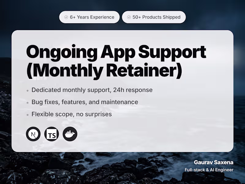Cover image for Ongoing App Support (Monthly Retainer)