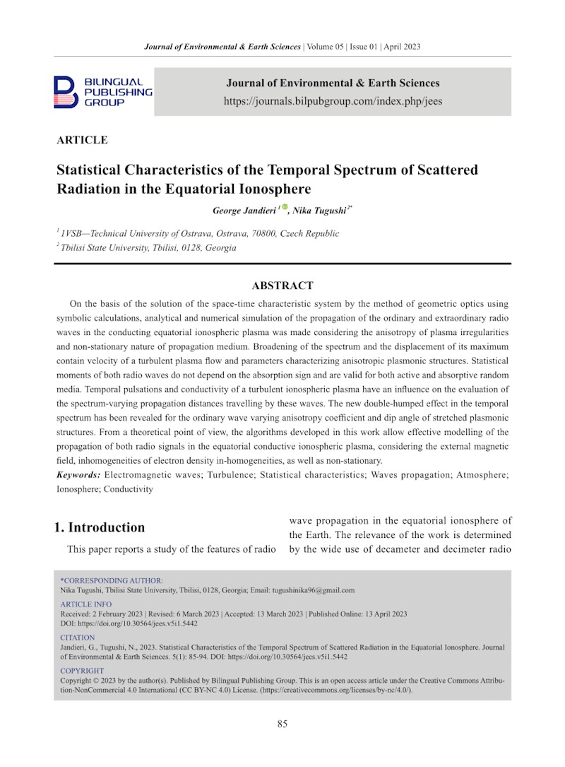 Cover image for Statistical Characteristics of the Temporal Spectrum of Scatter…