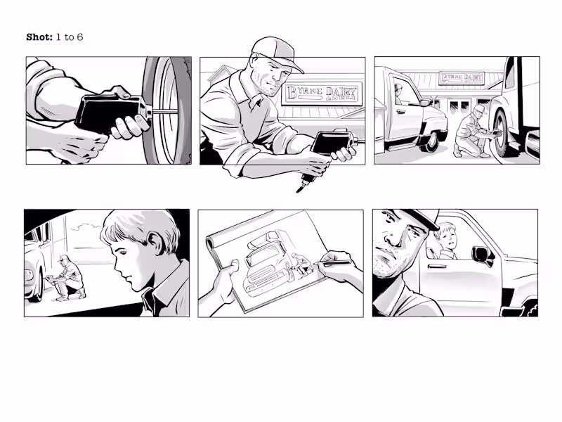 Cover image for Black and White Storyboard - 6 shots