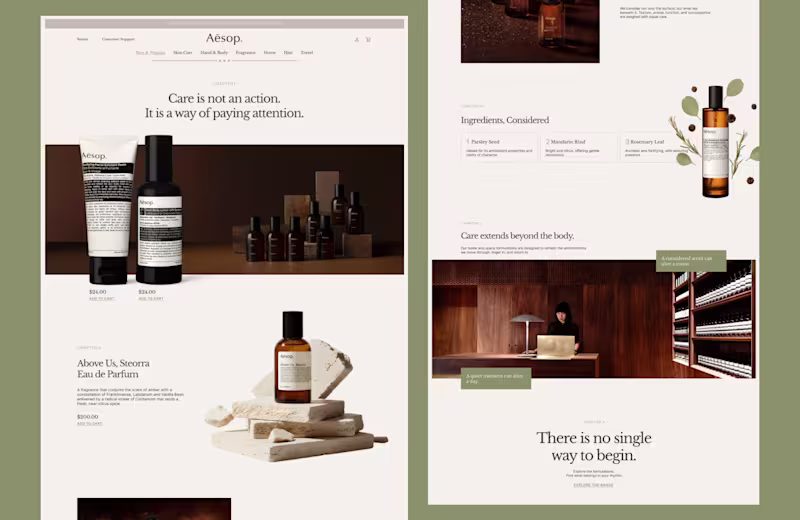 Cover image for How's this for a website redesign for Aesop?