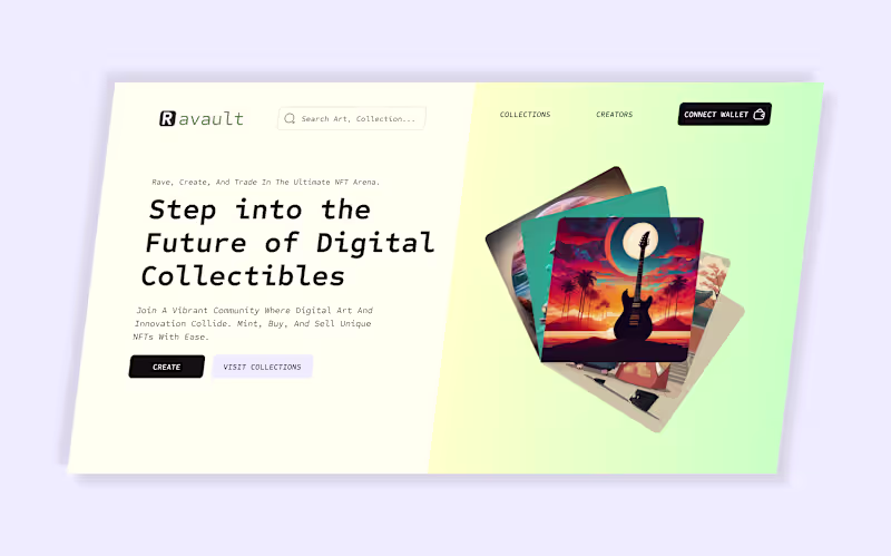 Cover image for Ravault NFT Marketplace Landing Page