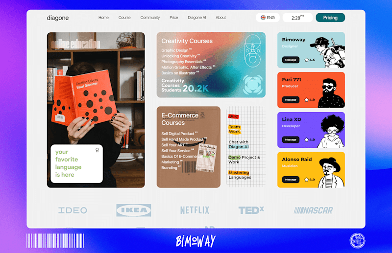 Cover image for Landing page of courses website diagone :: Behance
