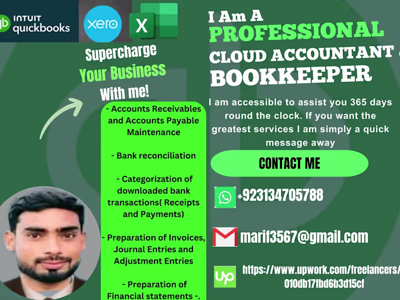 Cover image for Certified Accountant | Bookkeeper | QuickBooks Xero and Ms Excel