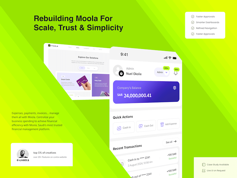 Cover image for Enterprise UX for Modern Finance: Inside the Moola Redesign