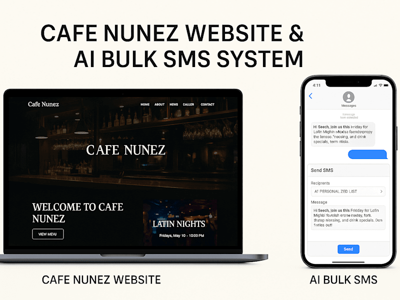 Cover image for Cafe Nunez website and AI bulk sms system 