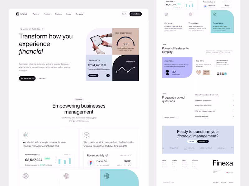 Cover image for Finexa - Finance ⏐ Landing Page