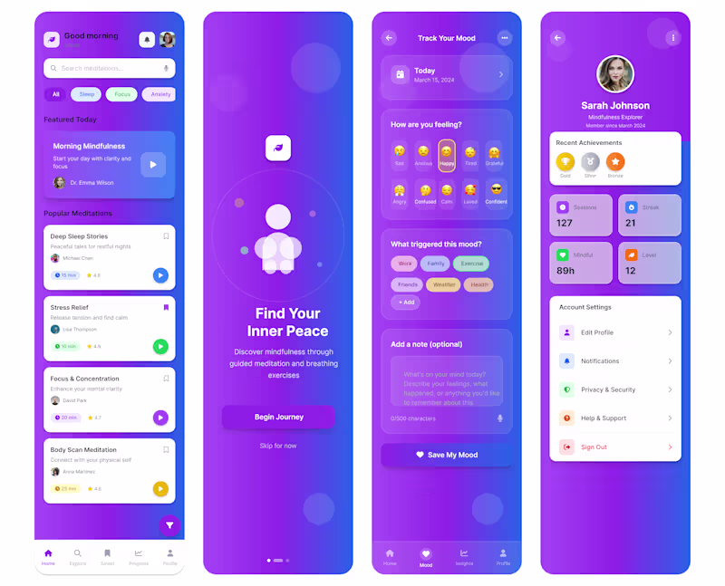 Cover image for MindFlow - Mental Wellness & Meditation Mobile App