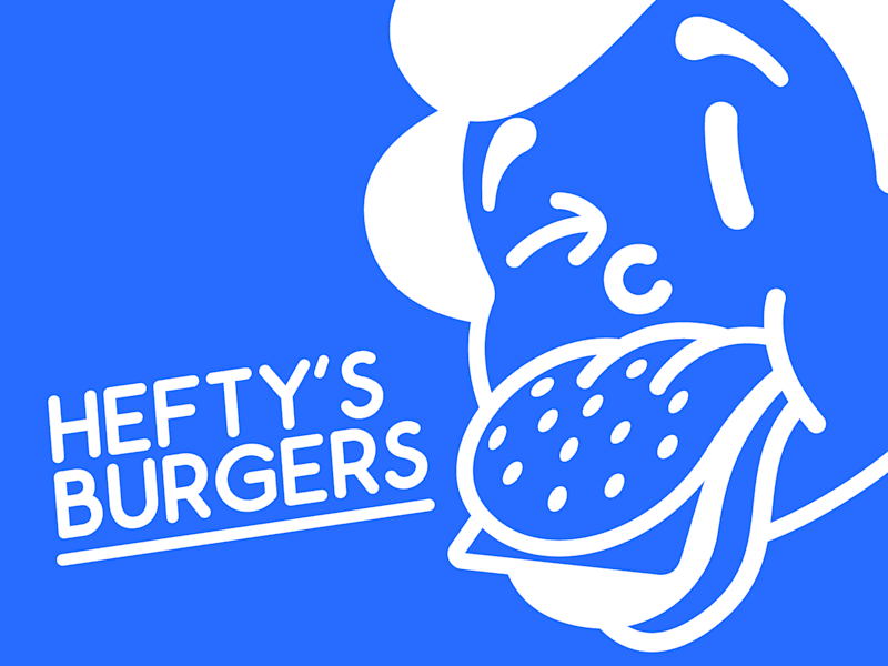 Cover image for "Hefty's Burgers" Fast Food Character Logo Animation