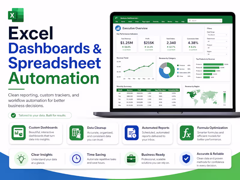 Cover image for Excel Dashboards & Spreadsheet Automation