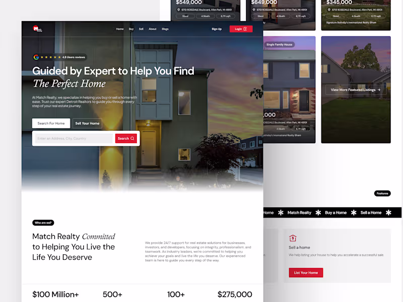 Cover image for Match Realty Website Redesign for Enhanced UX