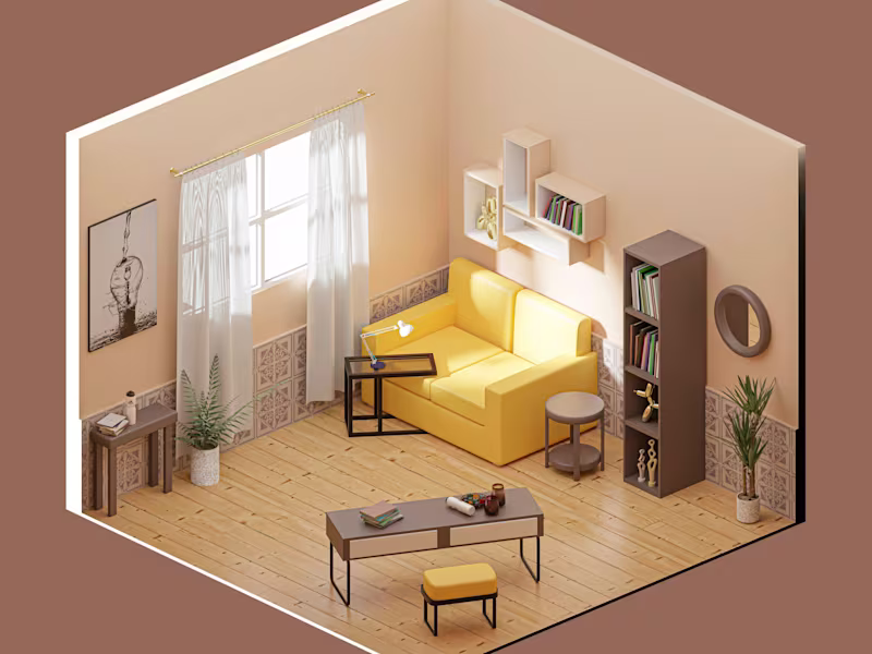 Cover image for 3D Isometric design of a room using Blender