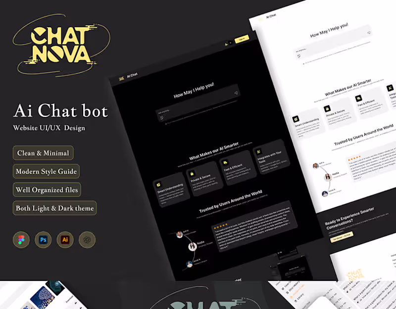 Cover image for ChatNova – AI Chatbot Web App UI/UX Design