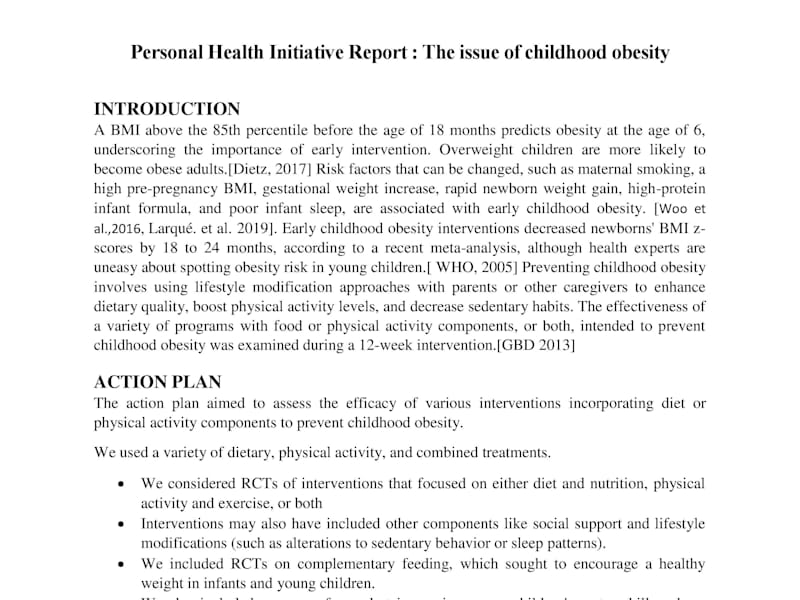 Cover image for The issue of childhood obesity : Personal Health Initiative Repo