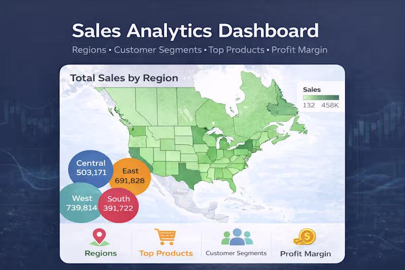 Cover image for Sales Analytics Dashboard: Regions, Segments, Products & Profit