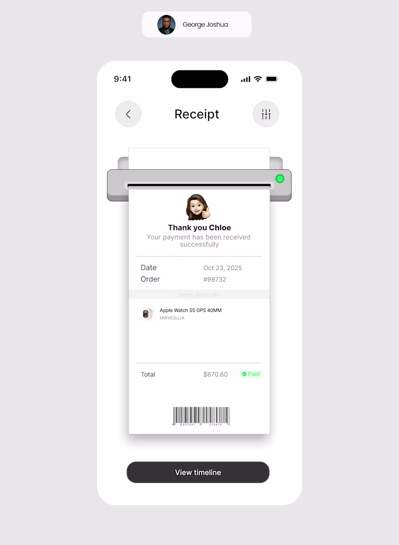 Cover image for When my client saw this receipt screen, he said “wow.” A cli...