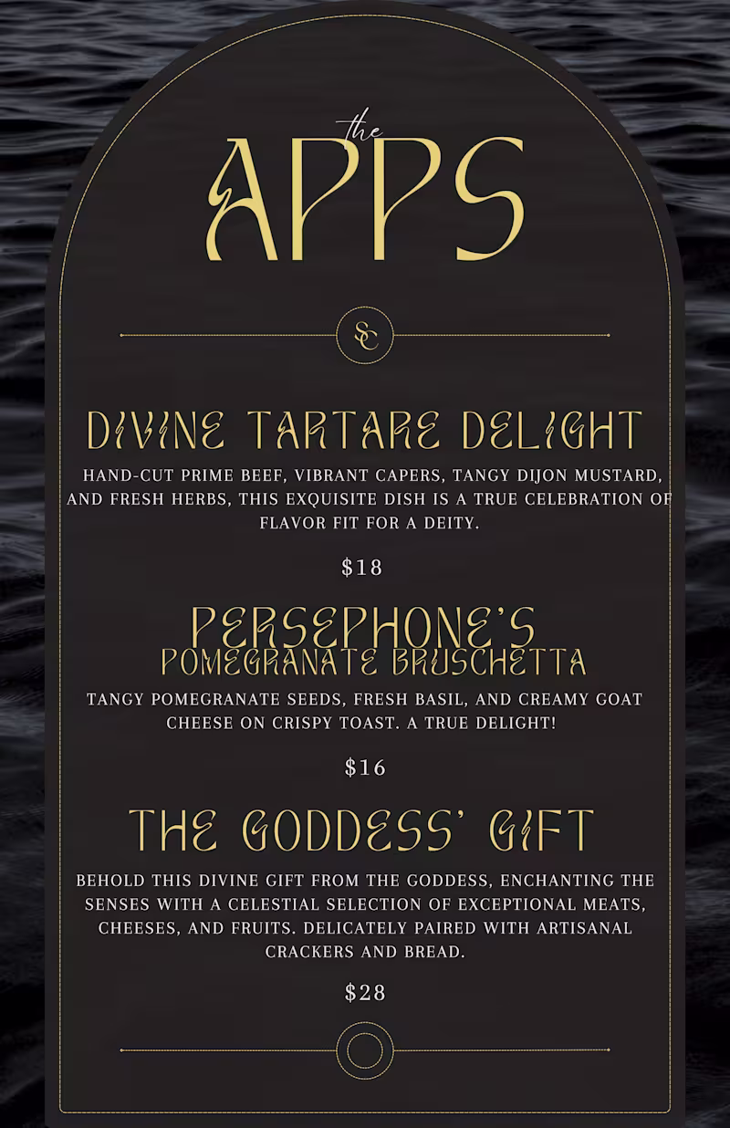 Cover image for Goddess Themed Cocktail Lounge Menu