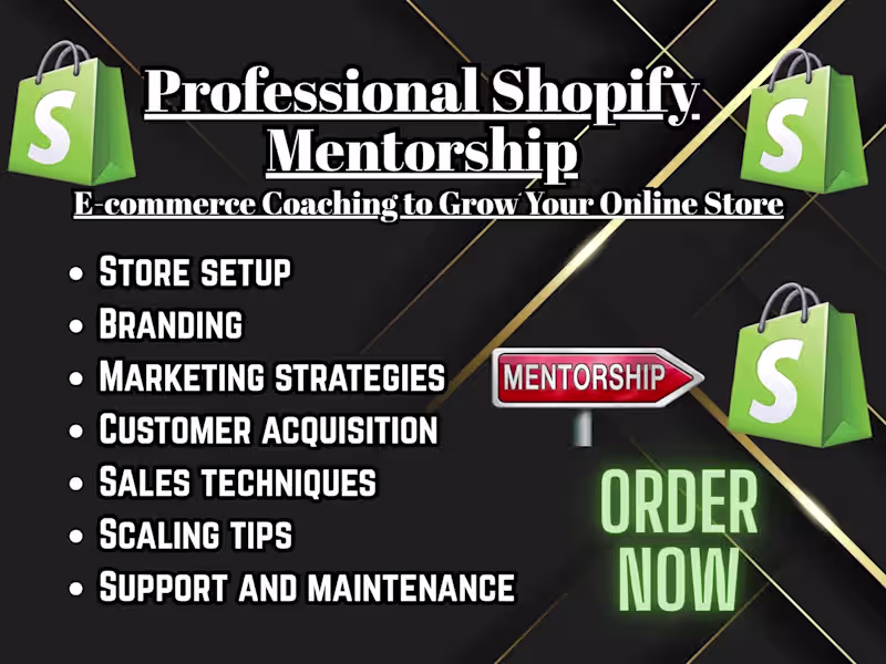 Cover image for shopify mentorship ecommerce coaching to grow your online store