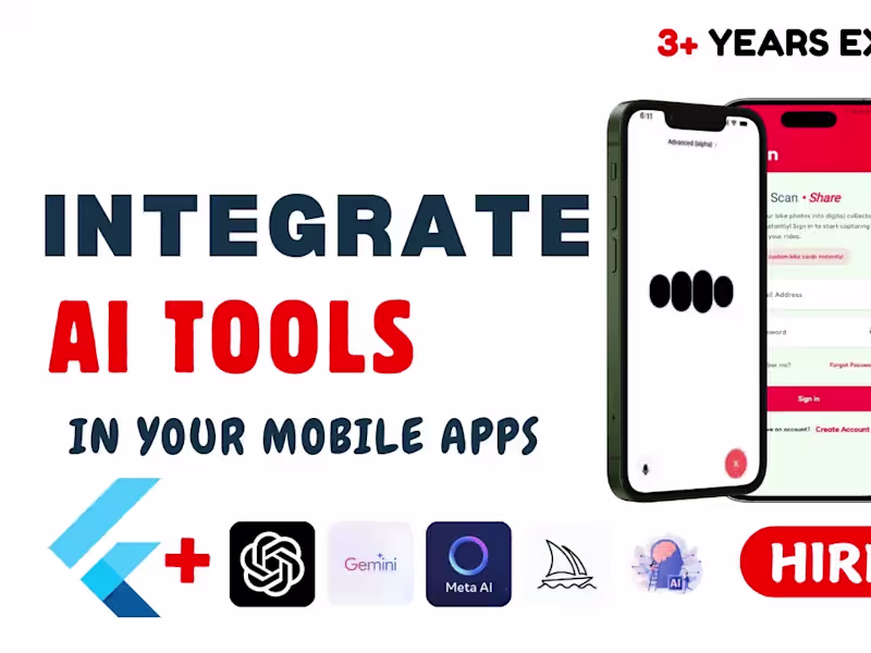 Cover image for I will implement ai tools like gpt, bard, etc in flutter app