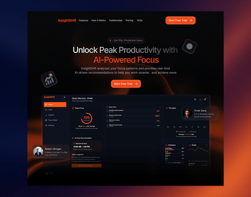Cover image for InsightDrift Landing Page Design and Development