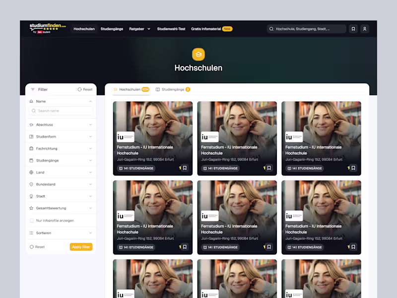 Cover image for Studiumfinden.com -  Web App Design & Development