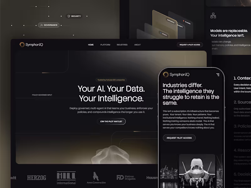 Cover image for Branding & Web Design SymphonIQ Enterprise AI Platform  