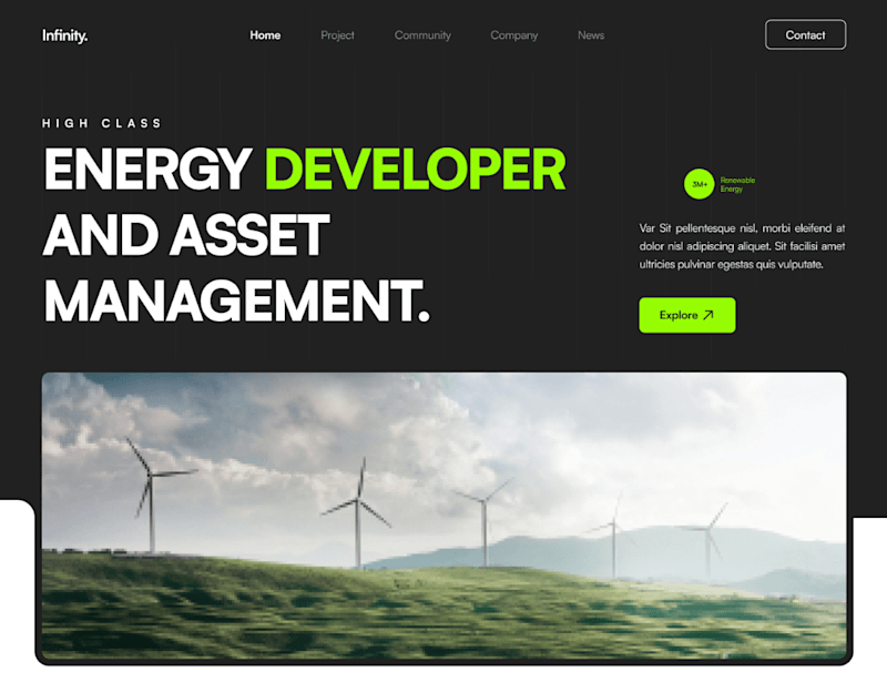 Cover image for Homepage for a Infinity Energy Company