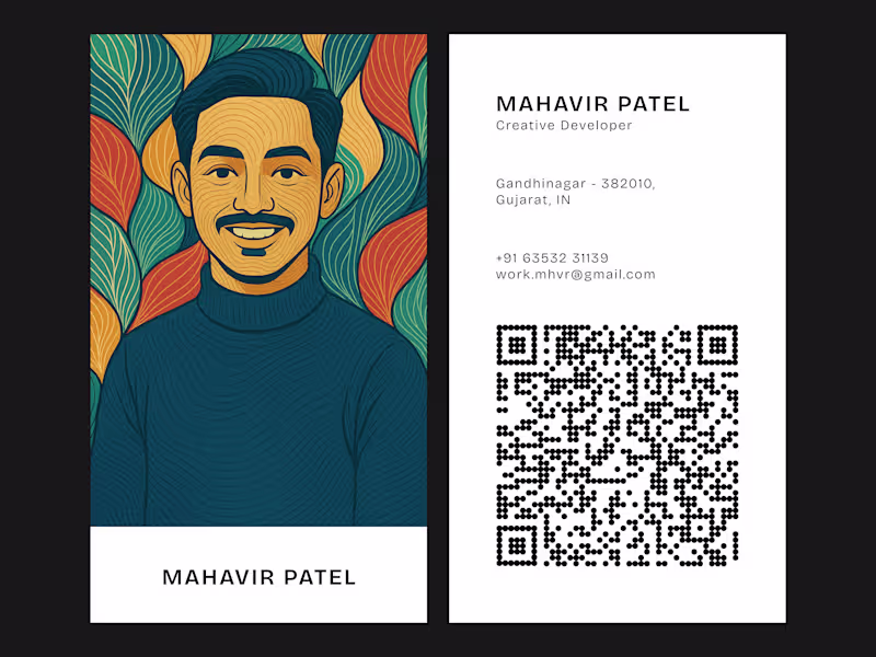 Cover image for Personal Vertical Business Card Design for Mahavir Patel